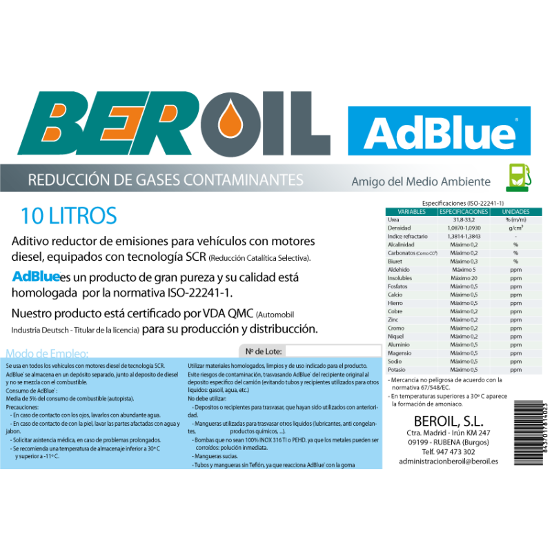 ADBLUE 2 envases de 10L (20L) - Beroil Shop